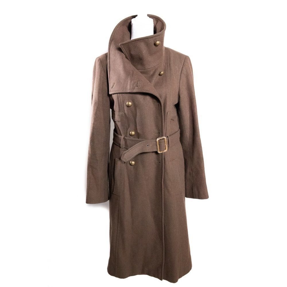 BCBG Maxazria Jacket Womens Front Brown Trench Coa